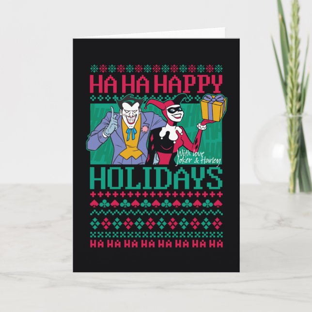 Cartes Pour Fêtes Annuelles Batman | Joyeuses fêtes Joker & Harley Quinn (Devant)