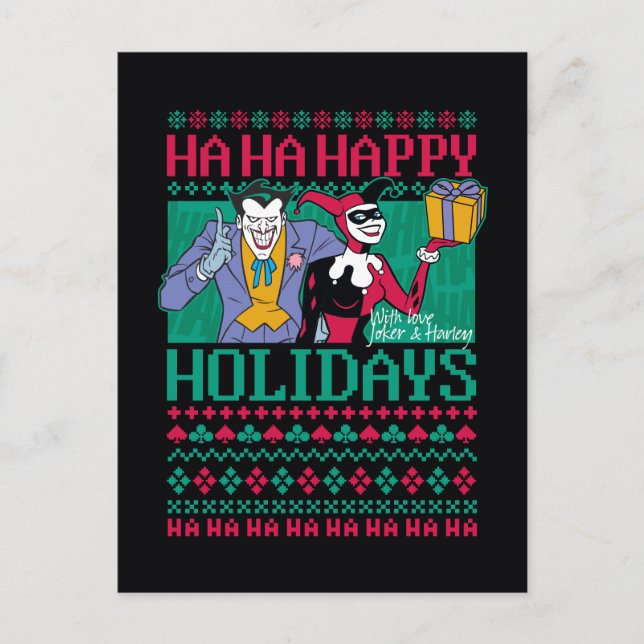 Cartes Pour Fêtes Annuelles Batman | Joyeuses Fêtes Joker & Harley Quinn (Devant)