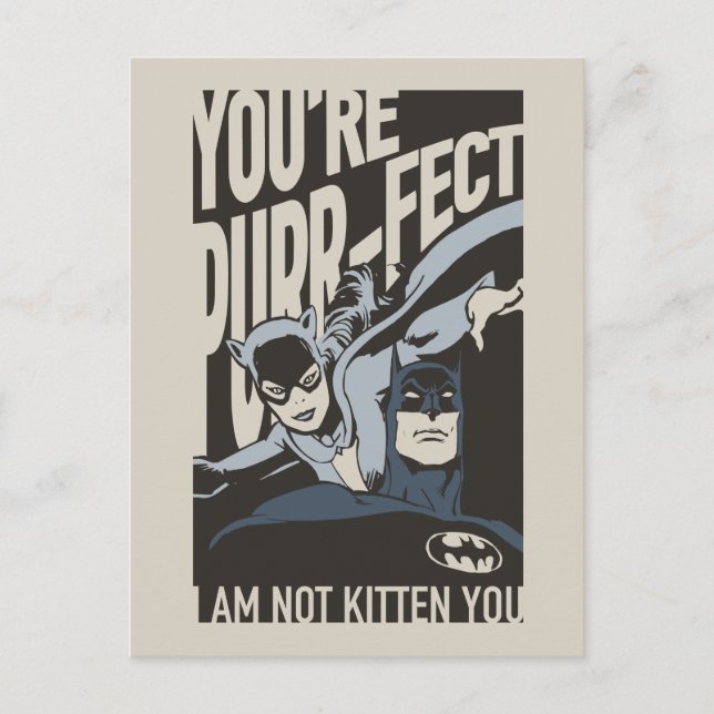 Cartes Pour Fêtes Annuelles Batman Valentine | Catwoman - Vous êtes Purr-fect (Devant)