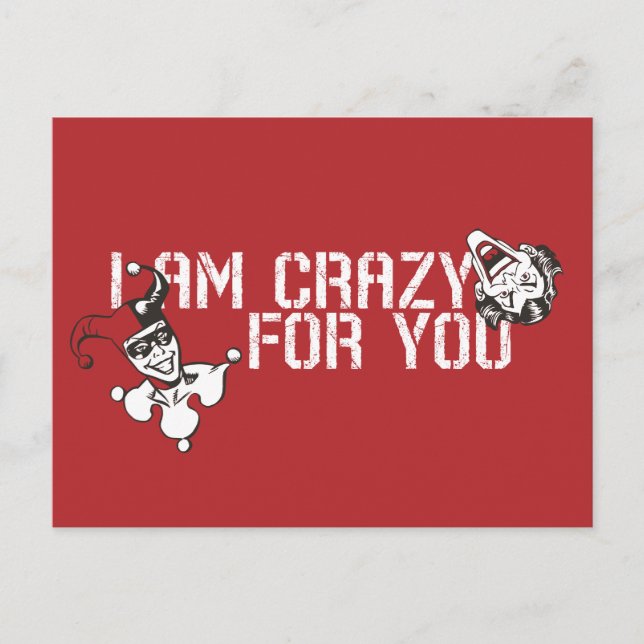 Cartes Pour Fêtes Annuelles Batman Valentine | Joker & Harley - Crazy For You (Devant)