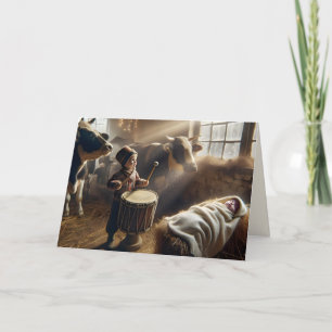 Cartes Pour Fêtes Annuelles Batteur dans une étable stable