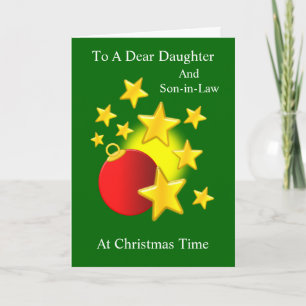 Cartes Pour Fêtes Annuelles Bauble Stars Fille Et Fils En Droit Noël