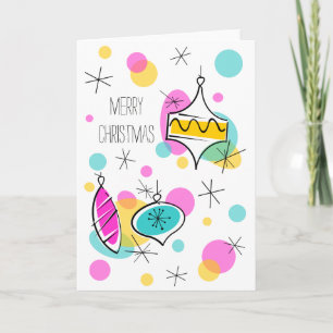 Cartes Pour Fêtes Annuelles Baubles Arbres Rétro Noël vertical