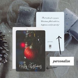 Cartes Pour Fêtes Annuelles Baubles de Noël rouge glamour foncé et guirlande