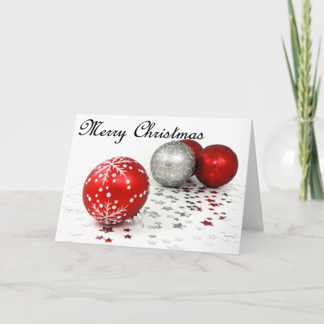 Cartes Pour Fêtes Annuelles Baubles de Noël rouges (Devant)
