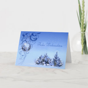 Cartes Pour Fêtes Annuelles Baubles et pins neigeux Noël allemand