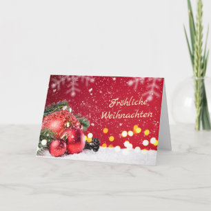 Cartes Pour Fêtes Annuelles Baubles rouges, branches d'épinette Noël allemand
