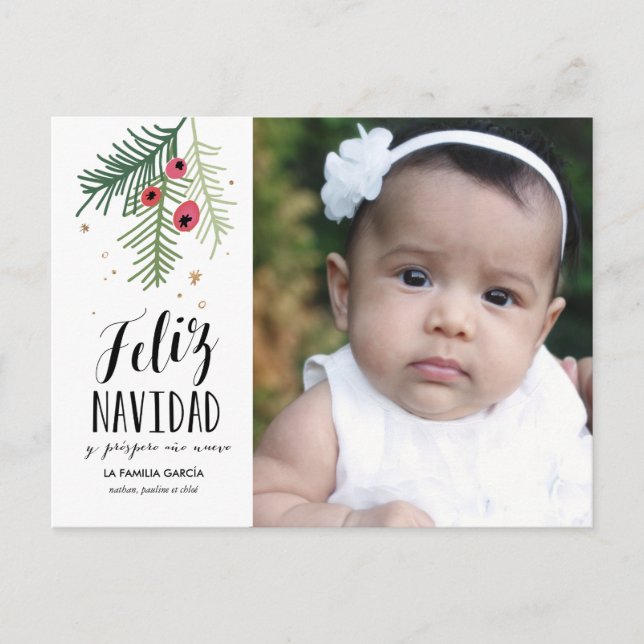 Cartes Pour Fêtes Annuelles Bayas Rojas | Feliz Navidad | Tarjeta postal (Devant)
