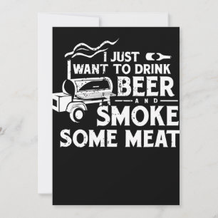 Cartes Pour Fêtes Annuelles BBQ Fumer Pitmaster Cadeau Boire Bière Fumer Viand