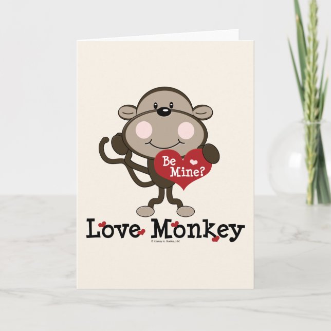 Cartes Pour Fêtes Annuelles Be Mine Love Monkey Valentine Blank Greeting Card (Devant)