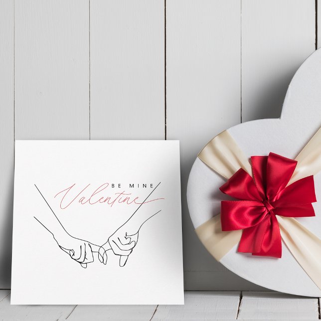 Cartes Pour Fêtes Annuelles Be Mine Valentine Holding Hands Line Art (Be Mine Valentine Holding Hands Line Art Holiday Card)