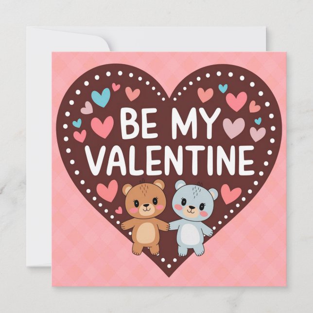 Cartes Pour Fêtes Annuelles Be my valentine bears couple hearts (Devant)
