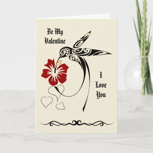 Cartes Pour Fêtes Annuelles Be My Valentine - I Love You - Hummingbird (Devant)