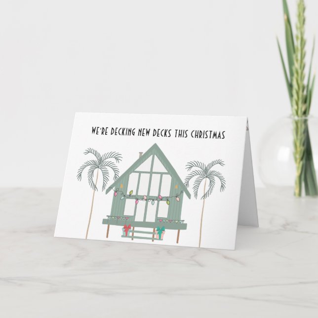Cartes Pour Fêtes Annuelles Beach House Palm Trees Nouvelle maison pour Noël (Devant)