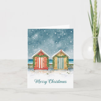 Cartes Pour Fêtes Annuelles Beach Huts Christmas Card