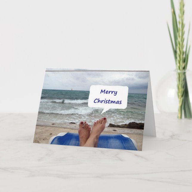CARTES POUR FÊTES ANNUELLES BEACH LOUNGER DIT "MERCI NOËL" (Devant)
