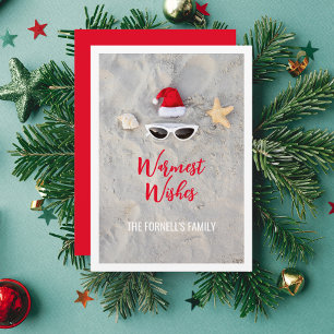 Cartes Pour Fêtes Annuelles Beach Santa Hat Noël en juillet