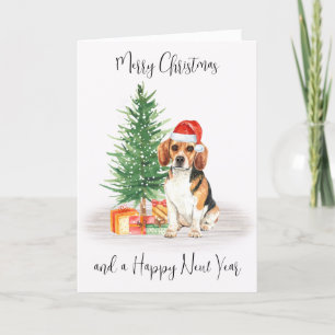 Cartes Pour Fêtes Annuelles Beagle Joyeux Noël Festif Père Noël Chien