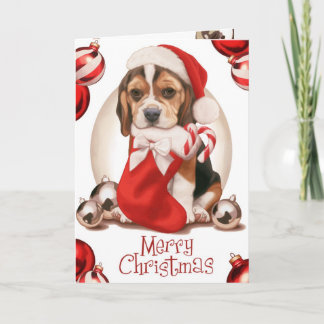 Cartes Pour Fêtes Annuelles Beagle Noël Puppy