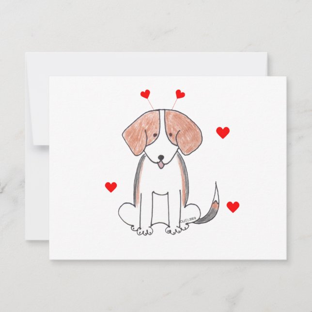 Cartes Pour Fêtes Annuelles Beagle Valentine Ears (Devant)