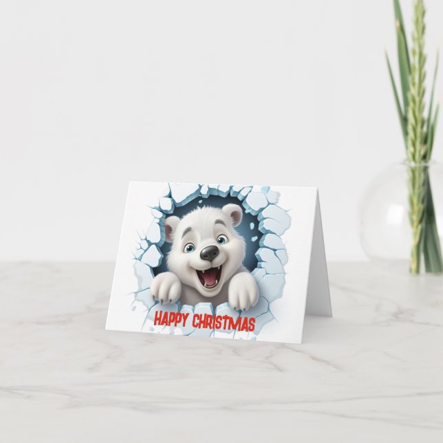 Cartes Pour Fêtes Annuelles Bear polaire 3D mignonne Joyeux Noël (Devant)