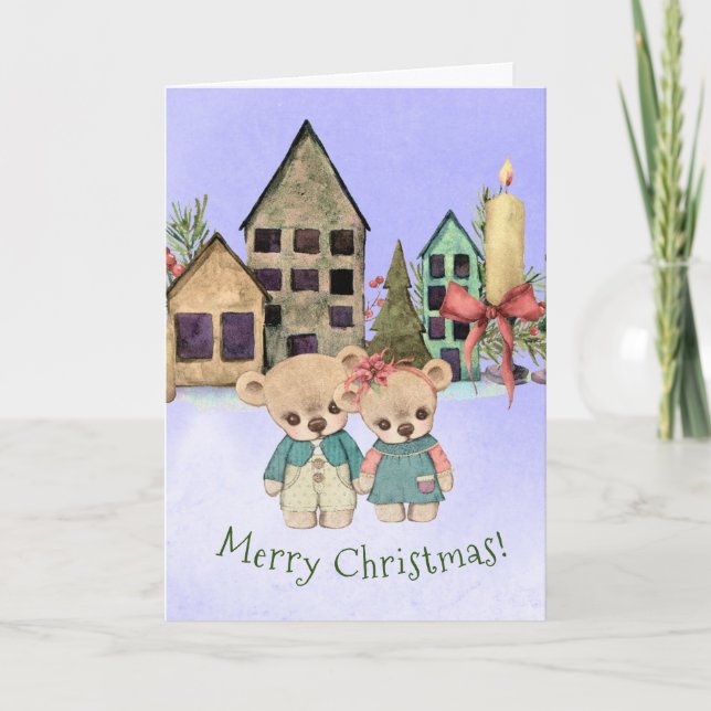 Cartes Pour Fêtes Annuelles Bears Christmas Grey Card (Devant)