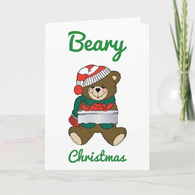Cartes Pour Fêtes Annuelles Beary Christmas Teddy Bear Joyeux voeux de Noël (Devant)