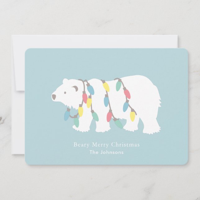 Cartes Pour Fêtes Annuelles Beary Joyeux Noël Polaire Ours Feux de Noël (Devant)