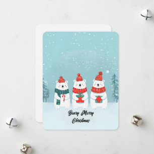 Cartes Pour Fêtes Annuelles Beary Joyeux Ours Polaires de Noël Accessoires cos