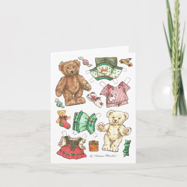 Cartes Pour Fêtes Annuelles Beary Joyeux Teddy Papier de poupée de Noël (Devant)