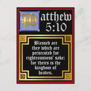 Cartes Pour Fêtes Annuelles Beatitudes Matthieu 5 Blue Gold Illuminé