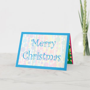 Cartes Pour Fêtes Annuelles [Beatnik Bubbles] Retro Polka Dot Striped Blue