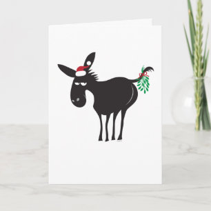 Cartes Pour Fêtes Annuelles Beau âne avec Mistletoe Joyeux Kissmyass