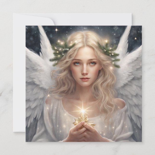 Cartes Pour Fêtes Annuelles Beau ange de Noël (Devant)
