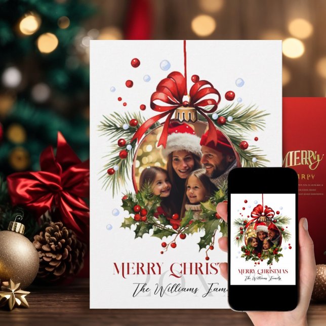Cartes Pour Fêtes Annuelles Beau cadre de Noël Bauble Fêtes de famille (Créateur téléchargé)
