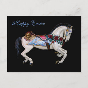 Cartes Pour Fêtes Annuelles Beau Carrousel Blanc Cheval Joyeux Pâques