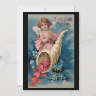 Cartes Pour Fêtes Annuelles Beau Chérubin Vintage Versant des Cœurs Corne d'Ab
