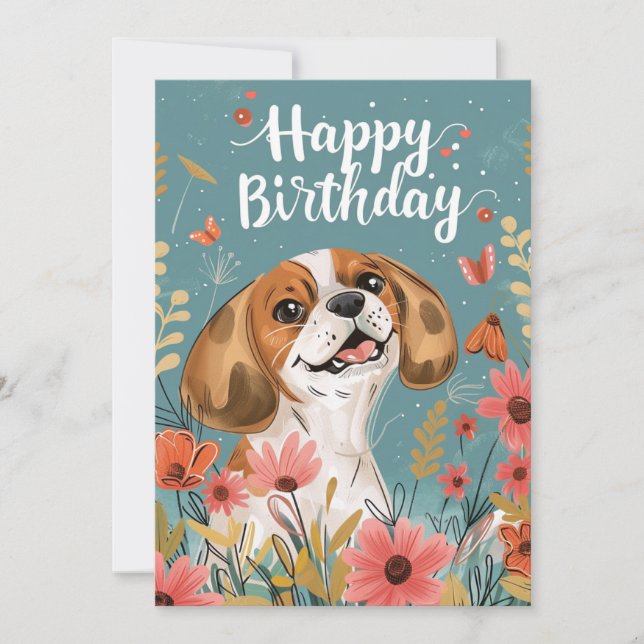 Cartes Pour Fêtes Annuelles Beau chien Beagle Joyeux anniversaire (Devant)