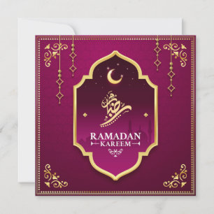 Cartes Pour Fêtes Annuelles Beau Croissant d'or violet Ramadan Moubarak