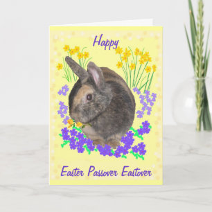 Cartes Pour Fêtes Annuelles Beau lapin et fleurs Pâques, Pâque, Pâque, Pâque