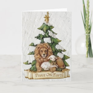 Cartes Pour Fêtes Annuelles Beau Lion et agneau apportent des bénédictions Noë