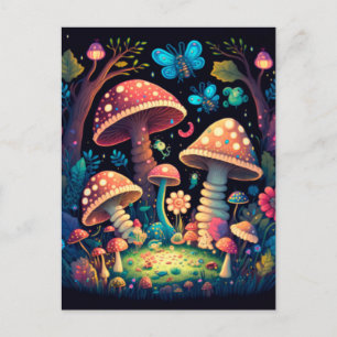 Cartes Pour Fêtes Annuelles Beau mignon champignons magiques