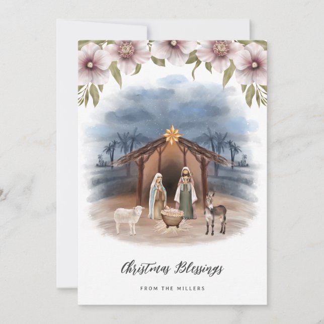 Cartes Pour Fêtes Annuelles Beau Noël chrétien religieux (Devant)