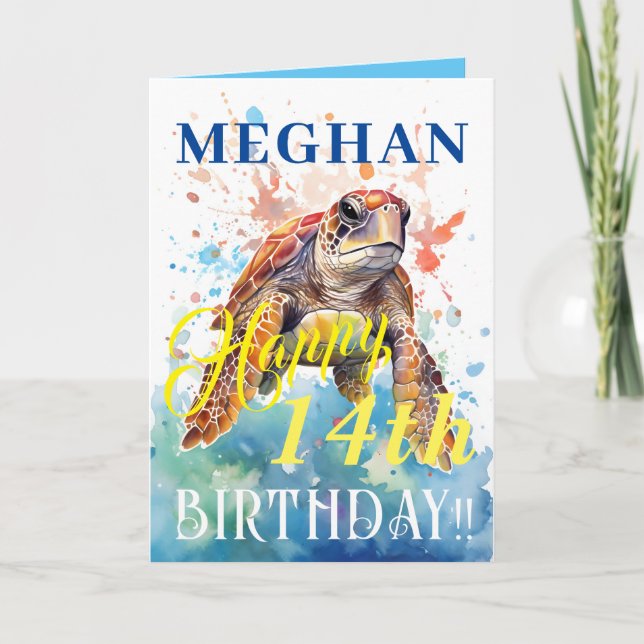 Cartes Pour Fêtes Annuelles Beau Océan Et Tortue Joyeux Anniversaire (Devant)