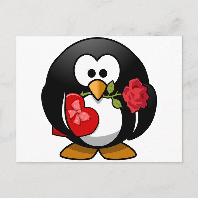 Cartes Pour Fêtes Annuelles Beau pingouin de Valentine (Devant)