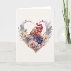 Cartes Pour Fêtes Annuelles Beau poulet aux fleurs pour la Saint-Valentin