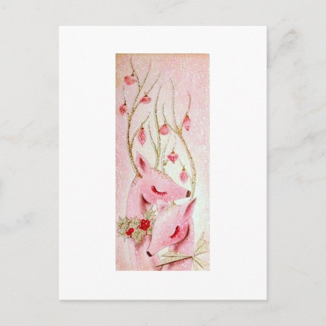 Cartes Pour Fêtes Annuelles Beau renne de Noël Vintage (Devant)