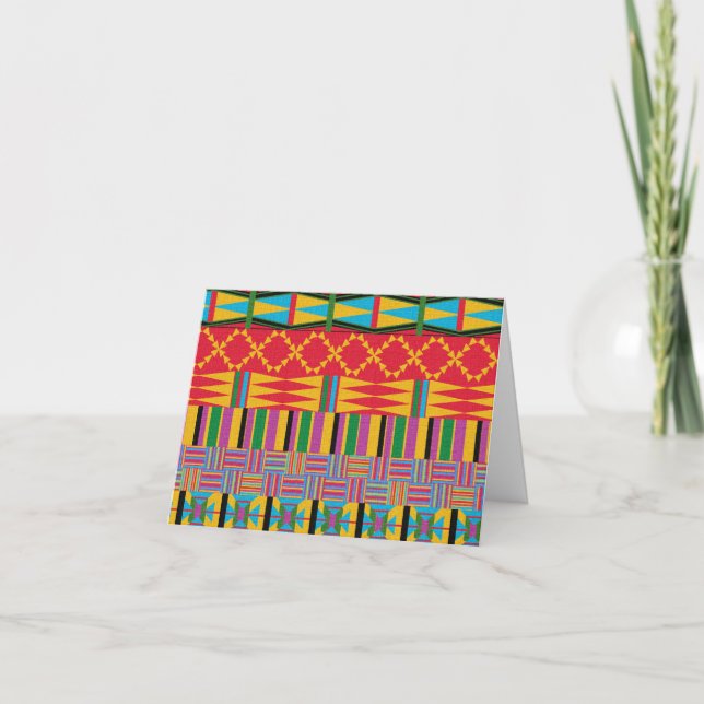 Cartes Pour Fêtes Annuelles Beau Tissu Kente Inspiré Kwanzaa Souhaits (Devant)