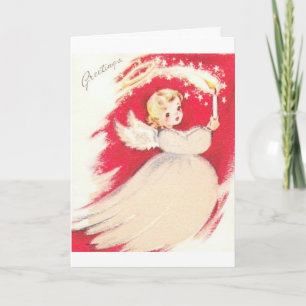 Cartes Pour Fêtes Annuelles Beau Vintage Mid Century Mod Retro Angel