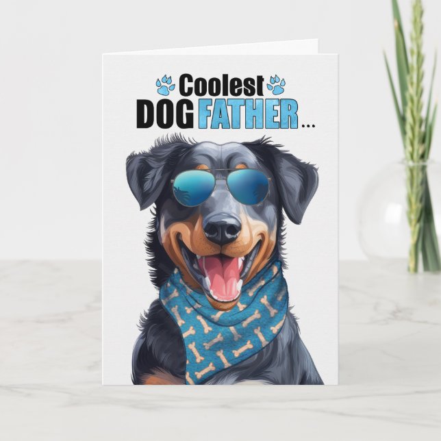 Cartes Pour Fêtes Annuelles Beauceron Chien Coolest Papa Jamais Fête des pères (Devant)